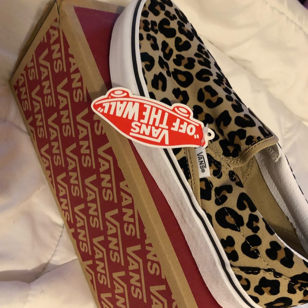 Brand new cheetah slip on vans. size 9.5 women’s
